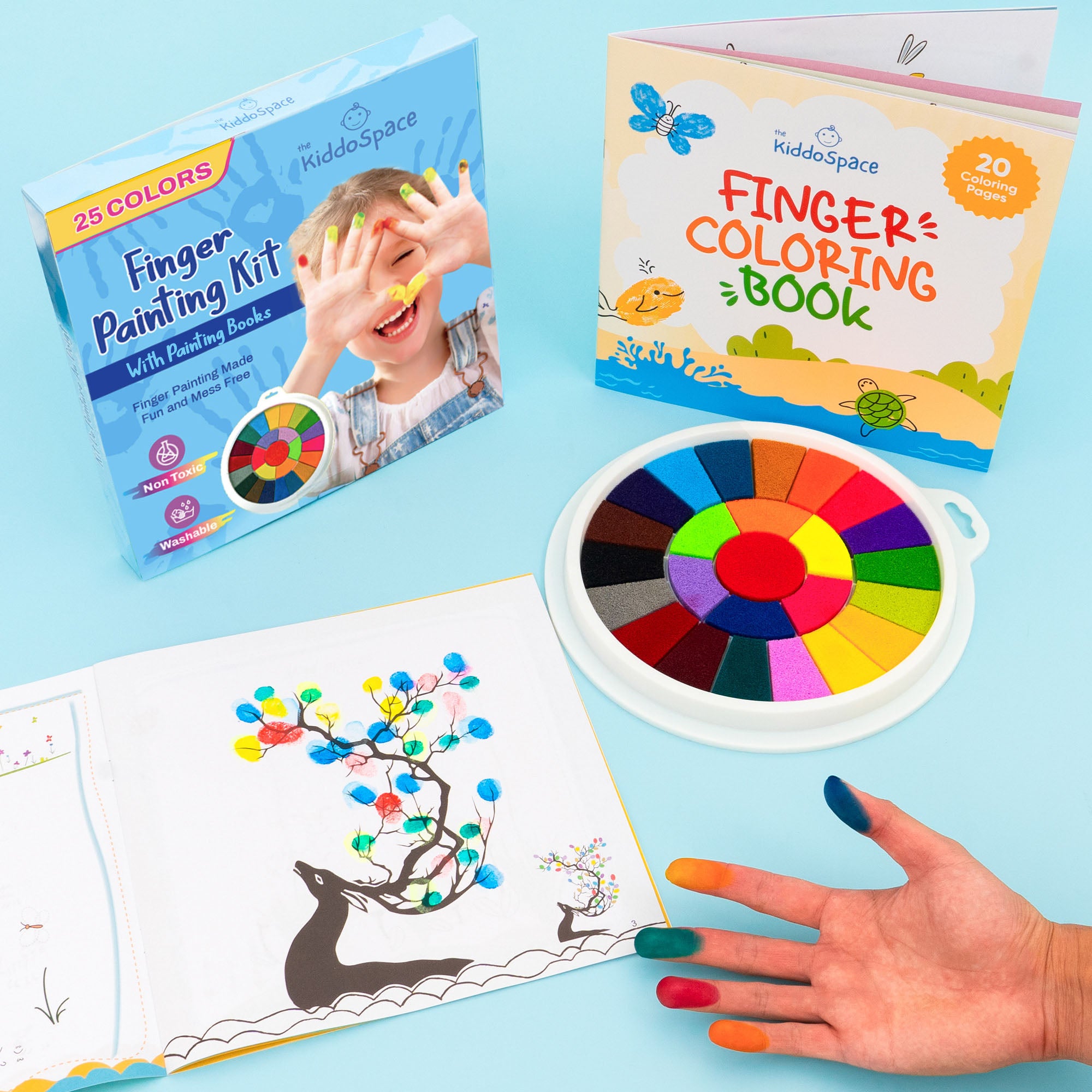 Finger Painting Kit (1x Painting Pad + x2 Coloring Books)